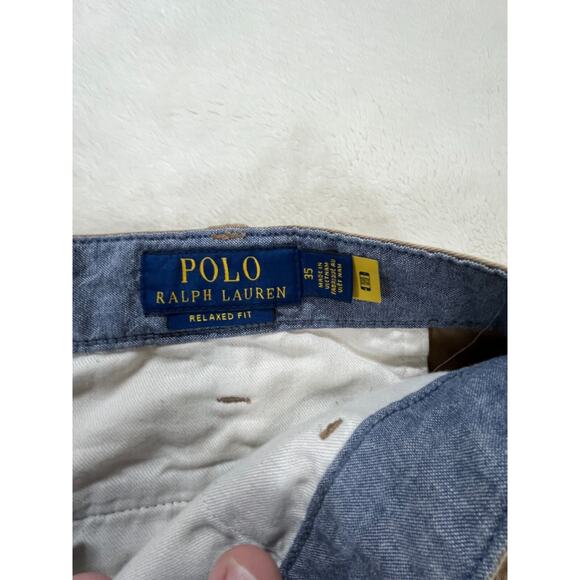 Polo Ralph Lauren Shorts Men 35 Relaxed‎ Fit Tan Chino Embroidered Pony Cotton - Picture 5 of 7